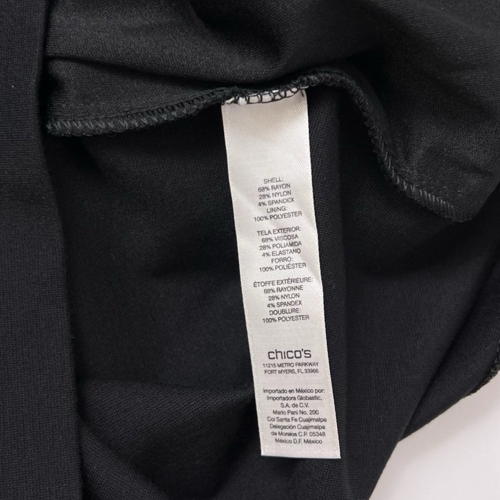 Chico's Dress Angle-Seamed Wendi Mini Knee Length Black Ponte Knit EUC Size 1.5 - Picture 7 of 8